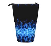 DEXNEL Blue Flame - Bonito soporte para lápices de pie, bolsa telescópica, caja de papelería para estudiantes, niñas y niños, Black, Talla única, Organizador de bolsas