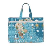 DEXNEL Bolsas de lona con mapa de Grecia, bolsa de almacenamiento de documentos plegable A4 para visitas a la biblioteca y trabajo de cafetería, NEGRO, One Size