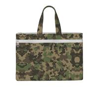 DEXNEL Bolsas de lona de camuflaje verde, bolsa de almacenamiento de documentos plegable A4 para visitas a la biblioteca y trabajo de cafetería, NEGRO, One Size