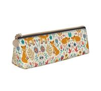 DEXNEL Bonito estuche de piel con diseño de animales florales, organizador de papelería, bonito estuche portátil para maquillaje, White, Talla única, Neceser de maquillaje