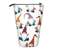 DEXNEL Bonito soporte para lápices de pie con diseño de gnomos de Navidad, bolsa telescópica, caja de papelería para estudiantes, niñas y niños, Black, Talla única, Organizador de bolsas