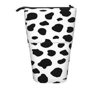 DEXNEL Bonito soporte para lápices de pie con estampado de vaca, bolsa telescópica, caja de papelería para estudiantes, niñas y niños, Black, Talla única, Organizador de bolsas