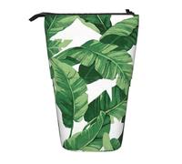 DEXNEL Bonito soporte para lápices de pie con hojas de palma verde, bolsa telescópica, caja de papelería para estudiantes, niñas y niños, Black, Talla única, Organizador de bolsas