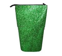 DEXNEL Bonito soporte para lápices de pie con lentejuelas verdes, bolsa telescópica, caja de papelería para estudiantes, niñas y niños, Black, Talla única, Organizador de bolsas