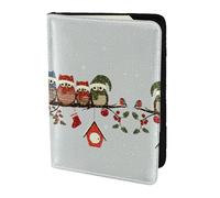 Dexnel Bonito soporte para pasaporte con diseño de búhos de Navidad en rama, para viajes, mujeres y hombres, bonita funda para pasaporte de viaje