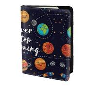 Dexnel Bonito soporte para pasaporte con estampado de planetas para viajes, mujeres y hombres, bonita funda para pasaporte de viaje