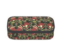 DEXNEL Bright Mushrooms Art - Estuche escolar portátil con cremallera, estuche multifuncional resistente de alta capacidad para niños, Black, Talla única, Organizador de bolsas