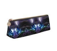 DEXNEL Butterfly in The Night - Estuche de piel para lápices, organizador de papelería, bonito estuche portátil para maquillaje, blanco, One Size, Neceser de maquillaje