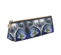 DEXNEL Cool Earth Planet Ocean Storm - Estuche organizador de artículos de papelería, bonito estuche portátil para lápices, blanco, One Size, Neceser de maquillaje
