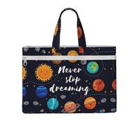 DEXNEL Cute Planet - Bolsas de lona plegables A4 para almacenamiento de documentos para visitas a bibliotecas y trabajos de cafetería, NEGRO, One Size