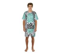 Dexnel Dahlia - Conjunto de pijama de manga corta para hombre, estampado de flores, camiseta y pantalones cortos de descanso, ropa de dormir elástica suave, Negro, XXL