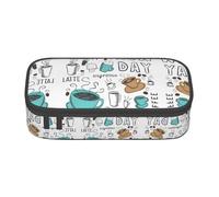 DEXNEL Delicious Coffee - Estuche escolar portátil con cremallera, estuche multifuncional resistente de alta capacidad para niños, Black, Talla única, Organizador de bolsas