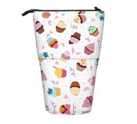 DEXNEL Delicious Cupcakes - Bonito soporte para lápices de pie, bolsa telescópica, caja de papelería para estudiantes, niñas y niños, Black, Talla única, Organizador de bolsas