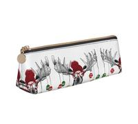 DEXNEL Divertida bolsa de lápices de piel de alce navideño, organizador de papelería, bonito estuche portátil para maquillaje, White, Talla única, Neceser de maquillaje