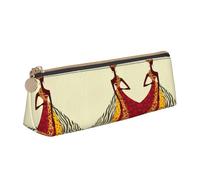 DEXNEL Estuche de piel para lápices de pintura tradicional africana, organizador de papelería, bonito estuche portátil para maquillaje, blanco, One Size, Bolsa de maquillaje