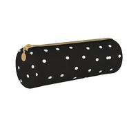 DEXNEL Estuche escolar de lunares blanco y negro, soporte para bolígrafos con cremallera, elegante y práctico estuche para lápices, regalo para niños y niñas, White, Talla única, Organizador de bolsas