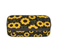 DEXNEL Estuche escolar portátil con cremallera y diseño floral de girasol, estuche multifuncional resistente de alta capacidad para niños, Black, Talla única, Organizador de bolsas