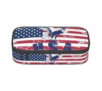 DEXNEL Estuche escolar portátil con diseño de bandera nacional de Estados Unidos con águila y cremallera, estuche multifuncional resistente de alta capacidad para niños, Black, Talla única
