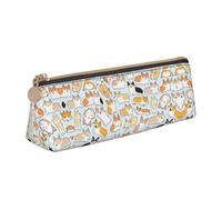 DEXNEL Estuche organizador de artículos de papelería de cuero para perro, bonito estuche portátil para lápices, White, Talla única, Neceser de maquillaje