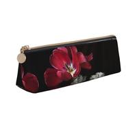 DEXNEL Estuche organizador de papelería de piel de tulipán rojo, bonito estuche portátil para maquillaje, White, Talla única, Neceser de maquillaje