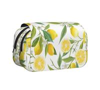 DEXNEL Estuche para lápices con estampado de limones tropicales frescos, práctica caja de almacenamiento para bolígrafos o marcadores de acuarela, Black, Talla única, Organizador de bolsas