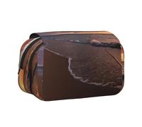 DEXNEL Estuche para lápices con estampado de puesta de sol de playa, práctica caja de almacenamiento para bolígrafos o marcadores de acuarela, Black, Talla única, Organizador de bolsas