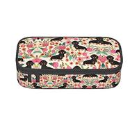 Dexnel Estuche para lápices, estuche para bolígrafos, bolsa de papelería simple con 4 compartimentos, organizador de oficina, impresión de transporte diversificada, Perro floral, One Size, Organizador