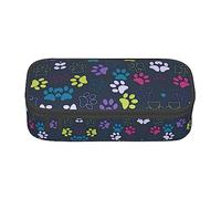 Dexnel Estuche para lápices, estuche para bolígrafos, bolsa de papelería simple con 4 compartimentos, organizador de oficina, Torre Eiffel con estampado de paraguas rojo, Bonita pata de perro, One