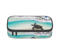 Dexnel Estuche para lápices, estuche para bolígrafos, bolsa de papelería simple con 4 compartimentos, organizador de oficina, estampado de Feliz Navidad, Sea Turtle, One Size, Organizador de bolsas