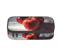 Dexnel Estuche para lápices, estuche para bolígrafos, bolsa de papelería simple con 4 compartimentos, organizador de oficina, bonito estampado de gallos, rojo, (Red Fruit), One Size, Organizador de