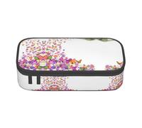 Dexnel Estuche para lápices, estuche para bolígrafos, bolsa de papelería simple con 4 compartimentos, organizador de oficina, estampado de granos de café, Mariposas, flores de narciso, Talla única,