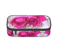 Dexnel Estuche para lápices, estuche para bolígrafos, bolsa de papelería simple con 4 compartimentos, organizador de oficina, rosa roja sobre piano, Rosa Rosa 4, One Size, Organizador de bolsas