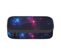 Dexnel Estuche para lápices, estuche para bolígrafos, bolsa de papelería simple con 4 compartimentos, organizador de oficina, diseño de corazón de San Valentín, Galaxy, Talla única, Organizador de