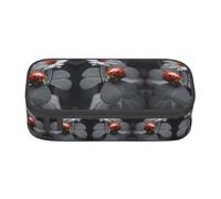 Dexnel Estuche para lápices, estuche para bolígrafos, bolsa de papelería simple con 4 compartimentos, organizador de oficina, estampado de atardecer de hierba africana, Margarita de mariquita, One
