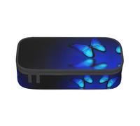 Dexnel Estuche para lápices, estuche para bolígrafos, bolsa de papelería simple con 4 compartimentos, organizador de oficina, paisaje alpino, cielo vívido sobre impresión, Mariposa azul, One Size,
