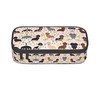 Dexnel Estuche para lápices, estuche para bolígrafos, bolsa de papelería simple con 4 compartimentos, organizador de oficina, impresión de transporte diversificada, Flor de perro, One Size,