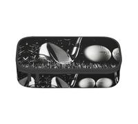 Dexnel Estuche para lápices, estuche para bolígrafos, bolsa de papelería simple con 4 compartimentos, organizador de oficina, estampado de granos de café, Golf blanco y negro, Talla única, Organizador