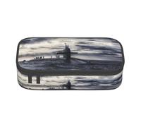 Dexnel Estuche para lápices, estuche para bolígrafos, bolsa de papelería simple con 4 compartimentos, organizador de oficina, estampado de calabaza de Halloween, Nave nuclear gigante, Talla única,