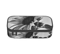 Dexnel Estuche para lápices, estuche para bolígrafos, bolsa de papelería simple con 4 compartimentos, organizador de oficina, estampado de calabaza de Halloween, Hermoso girasol., Talla única,