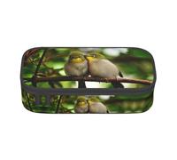 Dexnel Estuche para lápices, estuche para bolígrafos, bolsa de papelería simple con 4 compartimentos, organizador de oficina, estampado de calabaza de Halloween, Bonitos pájaros enamorados, Talla