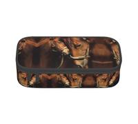 Dexnel Estuche para lápices, estuche para bolígrafos, bolsa de papelería simple con 4 compartimentos, organizador de oficina, estampado de caballo, Caballo, One Size, Organizador de bolsas