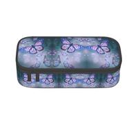 Dexnel Estuche para lápices, estuche para bolígrafos, bolsa de papelería simple con 4 compartimentos, organizador de oficina, estampado de granos de café, con diseño de mariposas, multicolor, Talla