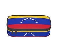 Dexnel Estuche para lápices, estuche para bolígrafos, bolsa de papelería simple con 4 compartimentos, organizador de oficina, estampado de flores en sol, Bandera de Venezuela, Talla única, Organizador