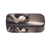 Dexnel Estuche para lápices, estuche para bolígrafos, bolsa de papelería simple con 4 compartimentos, organizador de oficina, hermoso estampado de mariposas, Béisbol y guante, Talla única, Organizador