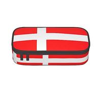 Dexnel Estuche para lápices, estuche para bolígrafos, bolsa de papelería simple con 4 compartimentos, organizador de oficina, delicioso estampado de café, Bandera danesa de Dinamarca, Talla única,