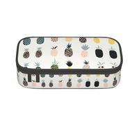 Dexnel Estuche para lápices, estuche para bolígrafos, bolsa de papelería simple con 4 compartimentos, organizador de oficina, rosa roja sobre piano, Pineapple, One Size, Organizador de bolsas