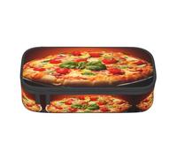 Dexnel Estuche para lápices, estuche para bolígrafos, bolsa de papelería simple con 4 compartimentos, organizador de oficina, estampado de muñeco de nieve de Feliz Navidad, Pizza grande, One Size,