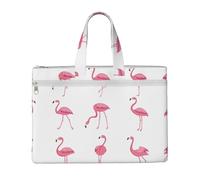DEXNEL Flamingos On White Canvas Tote Bags - Bolsa de almacenamiento de documentos plegable A4 para visitas a la biblioteca y trabajo en cafeterías, NEGRO, One Size