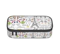 DEXNEL French Paris Tour Torre Eiffel - Estuche escolar portátil con cremallera, estuche multifuncional resistente de alta capacidad para niños, Black, Talla única, Organizador de bolsas