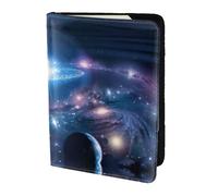 Dexnel Funda para pasaporte con estampado de planetas espaciales para viajes, mujeres y hombres, bonita funda para pasaporte de viaje